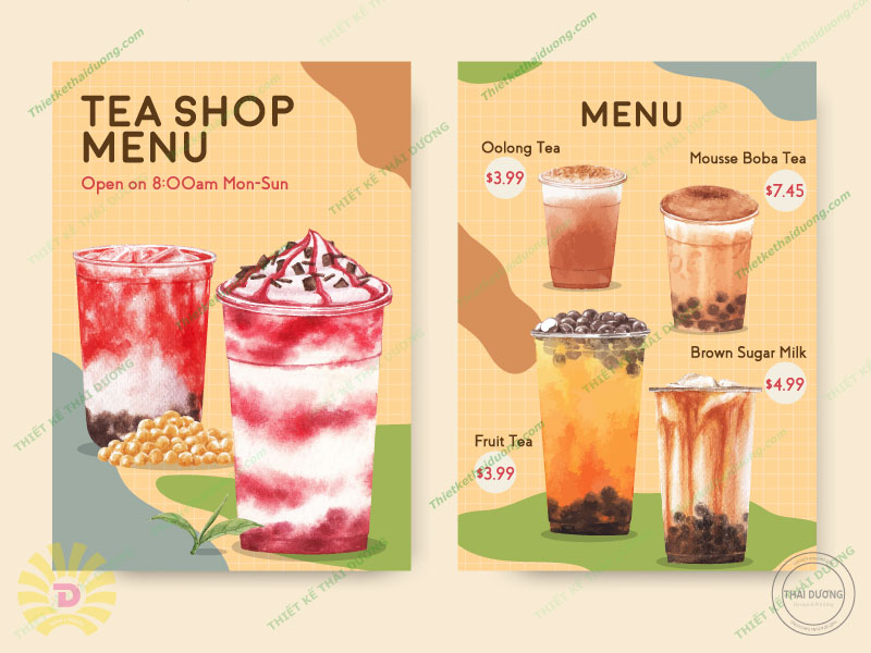 THIẾT KẾ MENU TRÀ SỮA