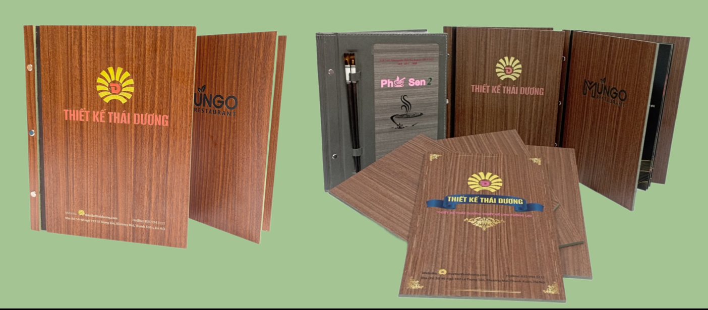 Menu Bìa Gỗ ( Công Ty Thiết Kế Thái Dương)